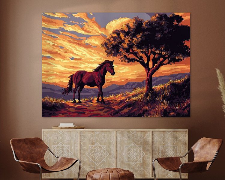 Horse - Pixel Art by Niklas Horstmann on canvas, poster, wallpaper